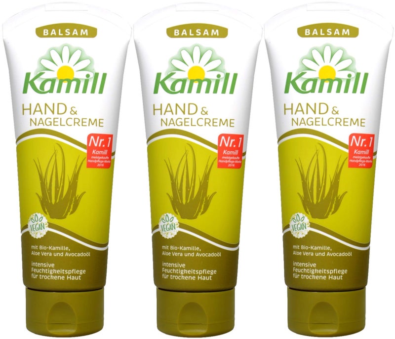 Kamill 3x100 ml Hand & Nail Cream BALSAM with BIO CamomileCamomile, Aloe Vera, Avocado Oil and Bisabolol | Germany - Image 1